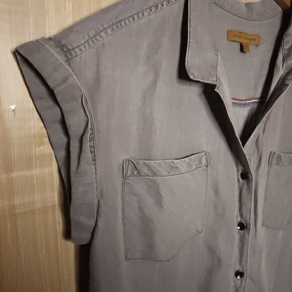 Jachs Girlfriend Black Faded Look Tencel Button Front Top Small - Picture 3 of 5